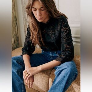 Sezane Black Bianca Blouse